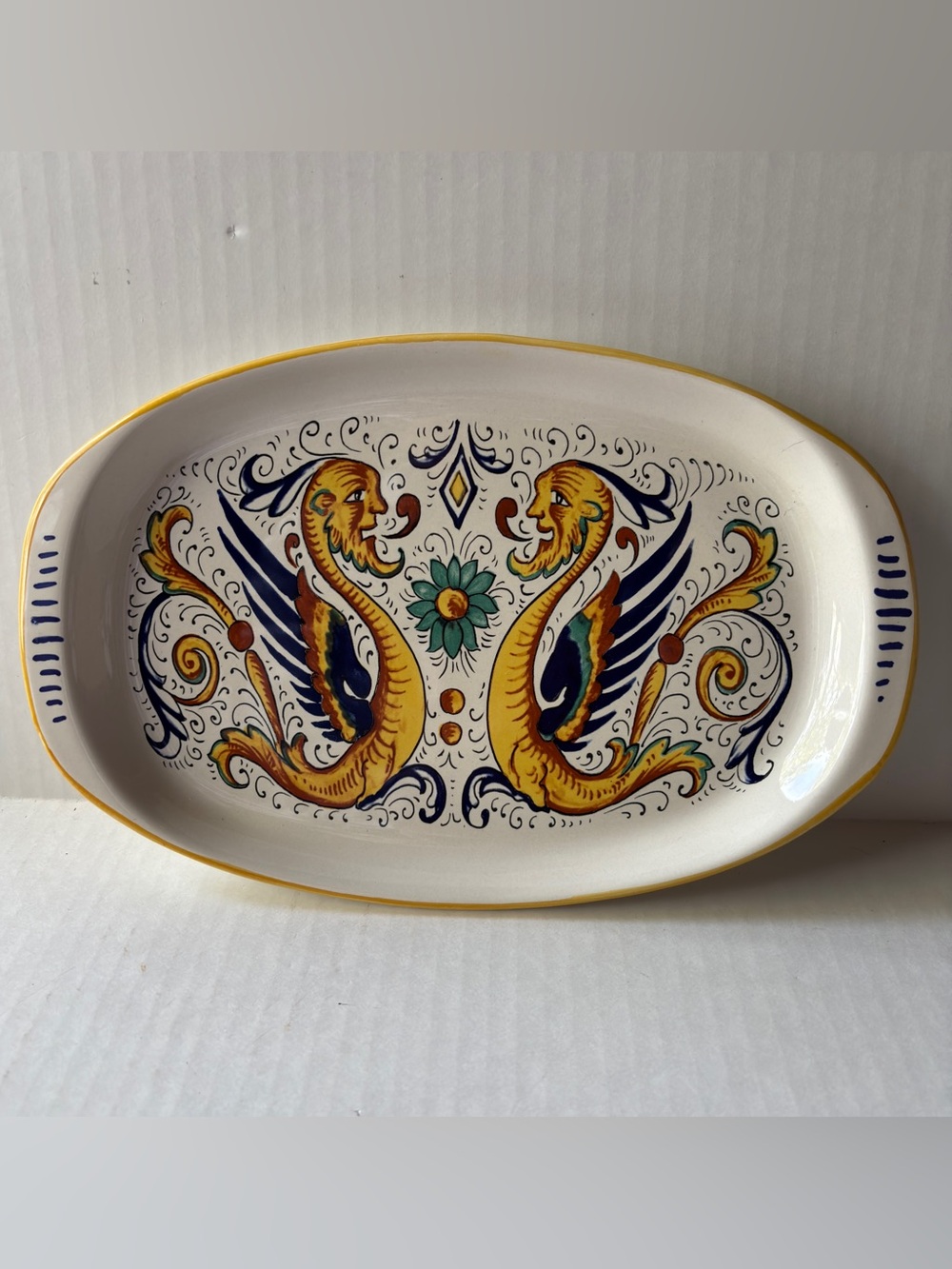 Authentic Deruta Raffaellesco Dragon Oval Serving Tray - Made in Italy 7X11